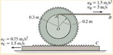 Chapter 16, Problem 22FP, At the instant shown, cable AB has a velocity of 3 m/a and acceleration of 1.5 m/s2, while the gear 