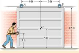 Chapter 17.3, Problem 25P, The door has a weight or 200 lb and a center of gravity at G. Determine the constant force F that 