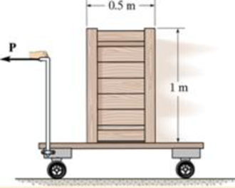 Chapter 17.3, Problem 37P, The 150-kg uniform crate rests on the 10-kg cart. Determine the maximum force P that can be applied 
