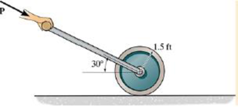 Chapter 17, Problem 104P, If P = 30 lb, determine the angular acceleration of the 50-lb roller. Assume the roller to be a 