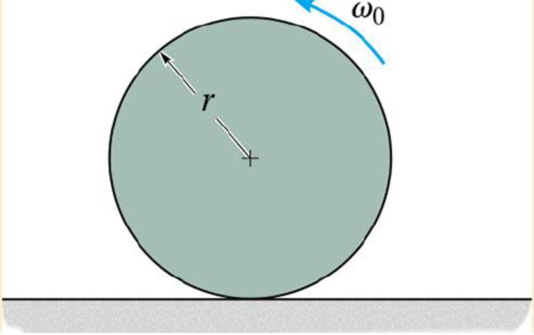 Chapter 17.5, Problem 113P, The uniform disk of mass m is rotating with an angular velocity of 0 when it is placed on the floor. 