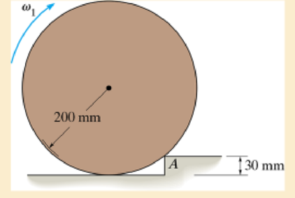 Chapter 19, Problem 50P, The 20-kg disk strikes the step Without rebounding. Determine the largest angular velocity 1 the 