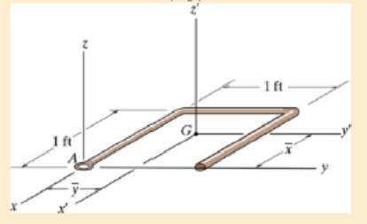 Chapter 21, Problem 17P, The bent rod has a weight of 1.5 lb/ft. Locate the center of gravity G(x,y) and determine the 