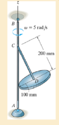 Chapter 21.3, Problem 38P, Determine the kinetic energy of the 7-kg disk and 1.5-kg rod when the assembly is rotating about the 