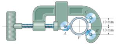 Chapter 6, Problem 90P, The pipe cutter is clamped around the pipe P. If the wheel at A exerts a normal force of FA = 80 N 