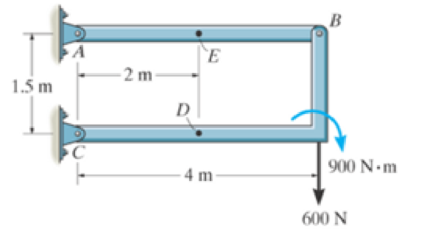 Chapter 7.1, Problem 31P, Determine the internal normal force, shear force, and moment acting at points D and E of the frame. 