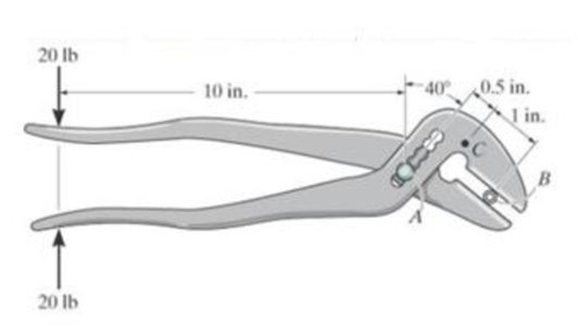 Chapter 7, Problem 5P, The pliers are used to grip the tube at B. If a force of 20 lb is applied to the handles, determine 