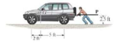 Chapter 8.8, Problem 128P, The vehicle has a weight of 2600 lb and center of gravity at G. Determine the horizontal force P 