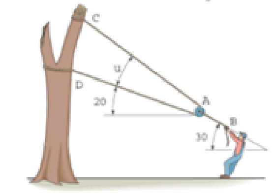 Chapter 3.3, Problem 7P, If the tension in AB is 60 lb, determine the tension in cable CAD and the angle  which the cable 