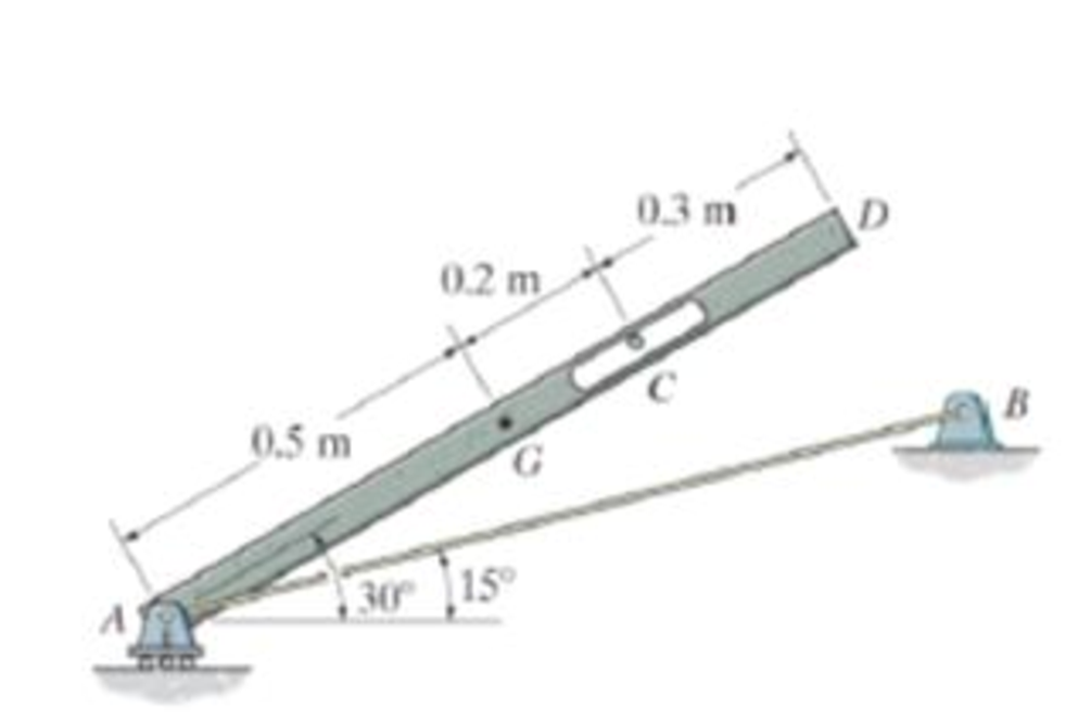 Chapter 5.4, Problem 5FP, The 25 kg bar has a center of mass at G. If it is supported by a smooth peg at C. a roller at A and 