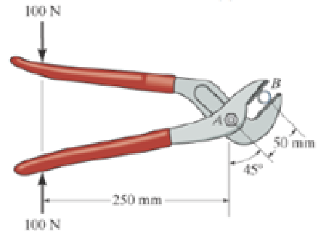 Chapter 6.6, Problem 15FP, If a 100-N force is applied to the handles of the pliers, determine the clamping force exerted on 