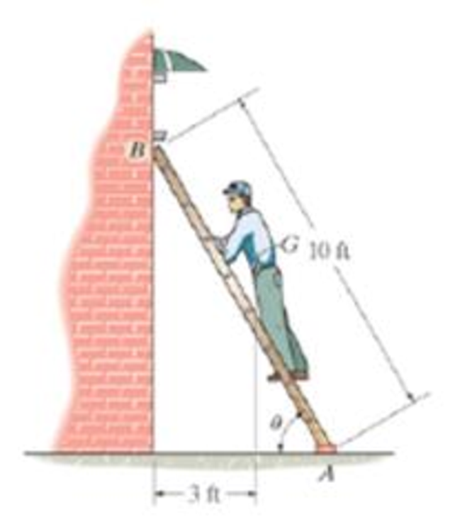 Chapter 8.2, Problem 17P, The 180-Ib man climbs up the ladder and stops at the position shown after he senses that the ladder 