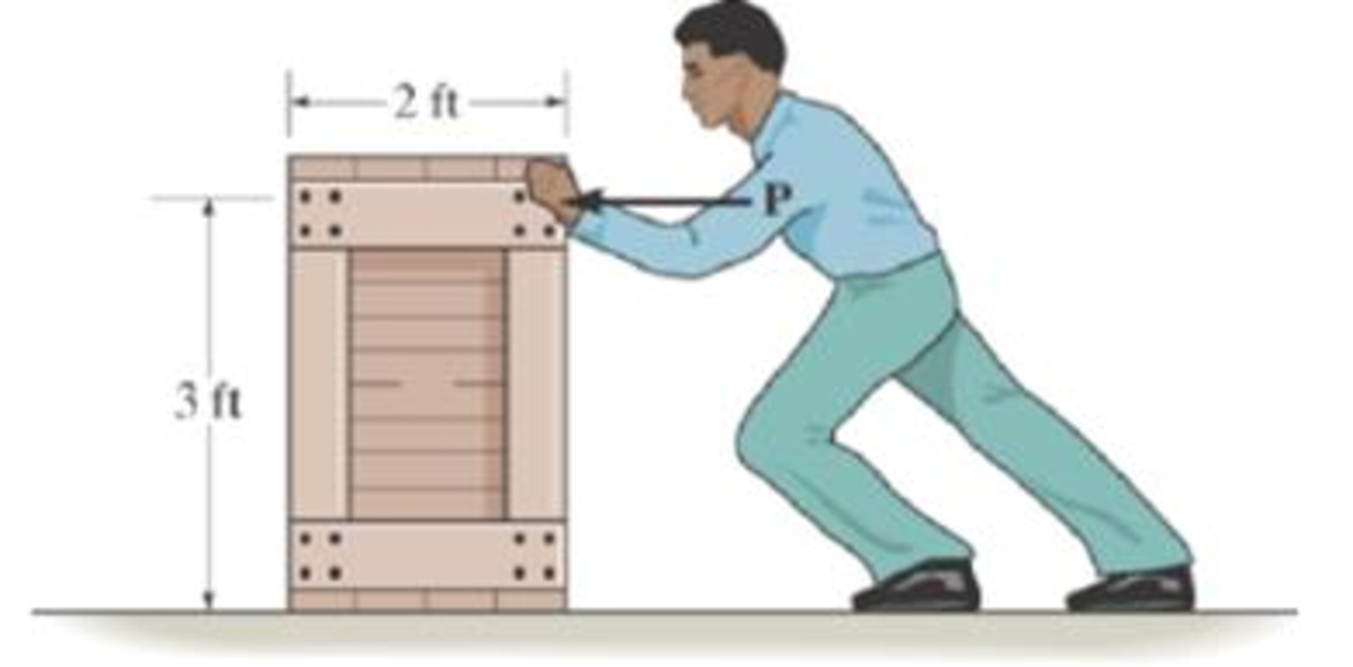 Chapter 8.2, Problem 33P, The man having a weight of 200 Ib pushes horizontally on the crate. If the coefficient of static 