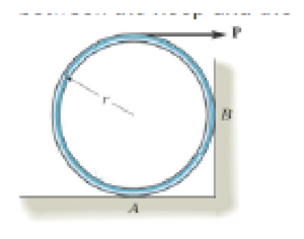 Chapter 8.2, Problem 34P, The uniform hoop of weight W is subjected to the horizontal force P. Determine the coefficient of 