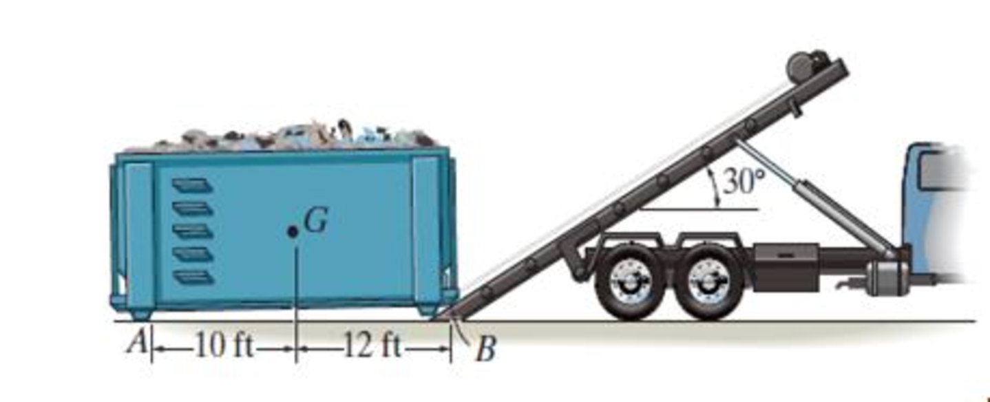Chapter 8.2, Problem 4P, The winch on the truck is used to hoist the garbage bin onto the bed of the truck. If the loaded bin 
