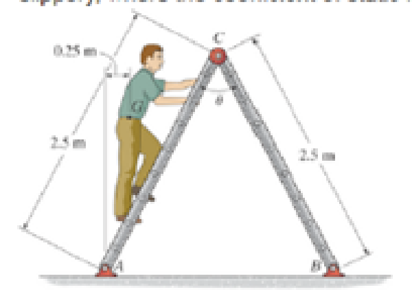 Chapter 8.2, Problem 55P, Determine the greatest angle  so that the ladder does not slip when it supports the 75-kg man in the 
