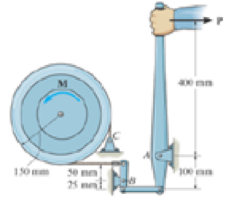 Chapter 8.5, Problem 99P, The wheel is subjected to a torque of M = 50 N  m if the coefficient of kinetic friction between the 