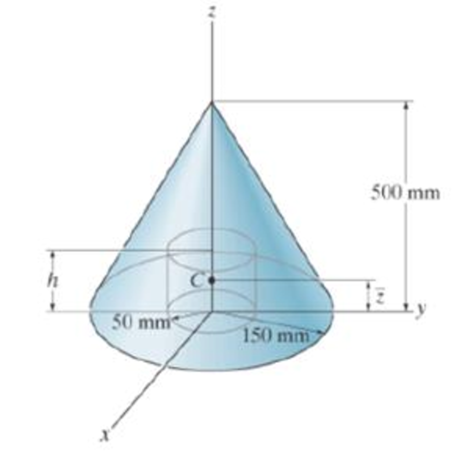 Chapter 9.2, Problem 85P, Determine the distance z to the centroid of the shape that consists of a cone with a hole of height 