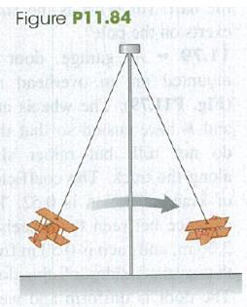 Chapter 11, Problem 11.84P, CP An amusement park ride consists of airplane-shaped cars attached to steel rods (Fig. P11.84). 