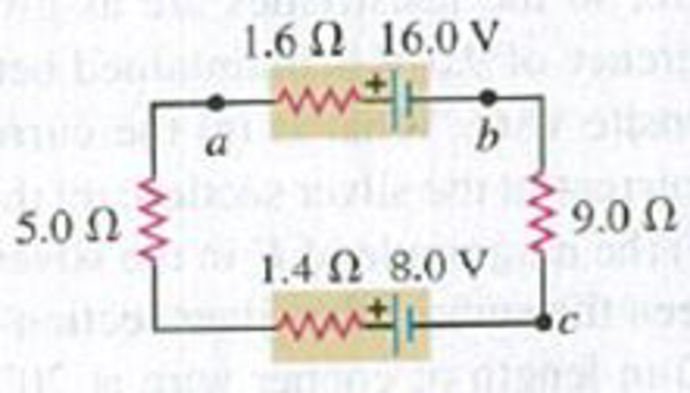 Chapter 25, Problem 25.30E, The circuit shown in Fig. E25.30 contains two batteries, each with an emf and an internal 