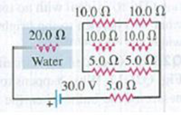 Chapter 26, Problem 26.19E, CP In the circuit in Fig. E26.19, a 20.0- resistor is inside 100 g of pure water that is surrounded 