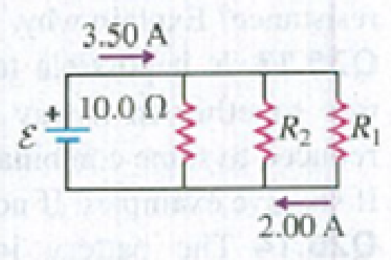 Chapter 26, Problem 26.20E, In the circuit shown in Fig. E26.20, the rate at which R1 is dissipating electrical energy is 15.0 