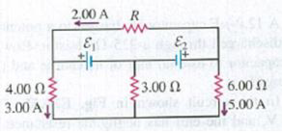 Chapter 26, Problem 26.27E, In the circuit shown in Fig. E26.27, find (a) the current in the 3.00- resistor; (b) the unknown 