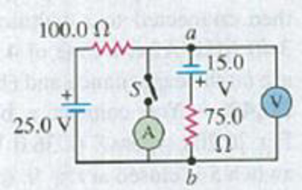 Chapter 26, Problem 26.33E, In the circuit shown in Fig. E26.33 all meters are idealized and the batteries have no appreciable 