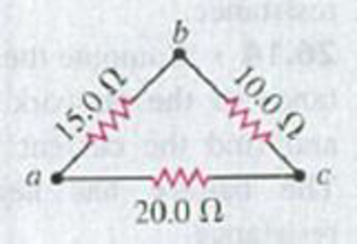 Chapter 26, Problem 26.5E, A triangular array of resistors is shown in Fig. E26.5. What current will this array draw from a 