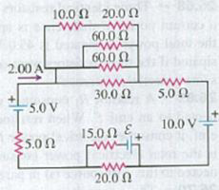 Chapter 26, Problem 26.63P, Consider the circuit shown in Fig. P26.63. (a) What must the emf  of the battery be in order for a 