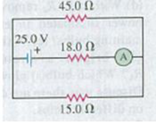Chapter 26, Problem 26.7E, For the circuit shown in Fig. E26.7 find the reading of the idealized ammeter if the battery has an 