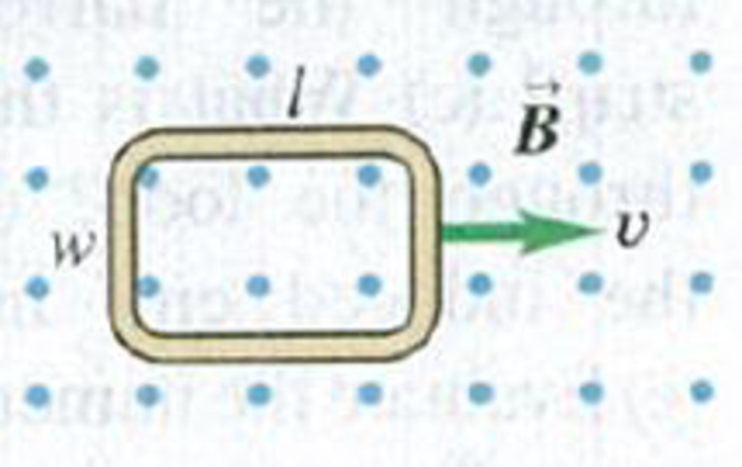 Chapter 29, Problem 29.14E, A flat, rectangular coil of dimensions l and w is pulled with uniform speed  through a uniform 