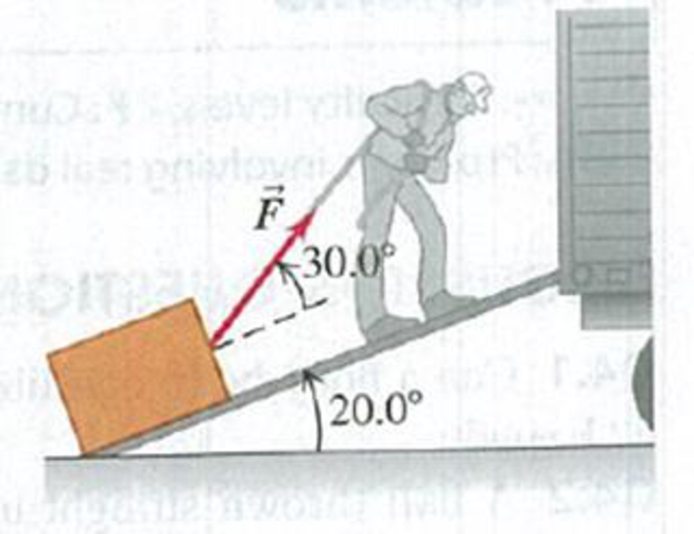 Chapter 4, Problem 4.4E, A man is dragging a trunk up the loading ramp of a movers truck. The ramp has a slope angle of 20.0, 