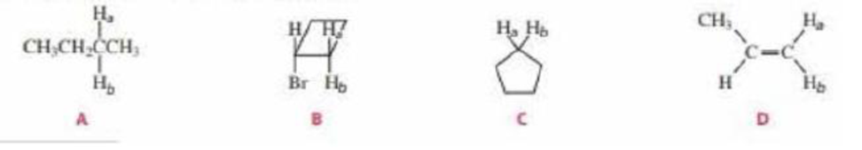 Chapter 14.15, Problem 33P, a. For the following compounds, which pairs of hydrogens (Ha and Hb) are enantiotopic hydrogens? b. 