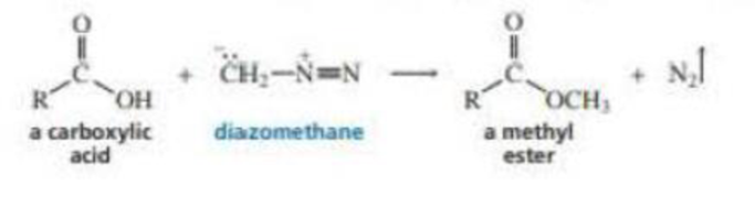 Chapter 18.20, Problem 37P, Diazomethane can be used to convert a carboxylic acid to a methyl ester. Propose a mechanism for 