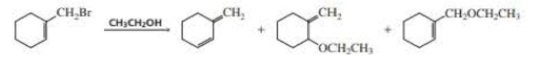 Chapter 10, Problem 50P, When the following compound undergoes solvolysis in ethanol, three products are obtained. Propose a 