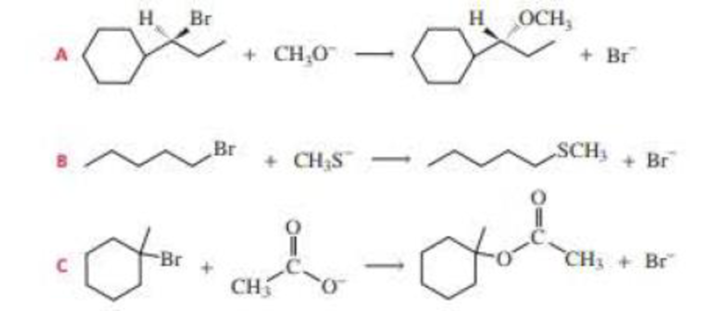 Chapter 9.6, Problem 25P, Which of the following reactions take place more rapidly when the concentration of the nucleophile 