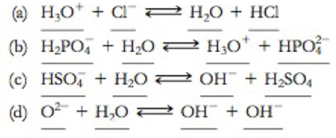 Chapter 18, Problem 52E, Identify the acid or base behavior of each substance in these reactions. 