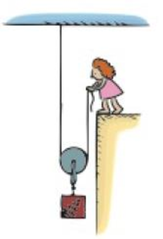 Chapter 3, Problem 63TAS, The girl steadily pulls her end of the rope upward a distance of 0.4 m with a constant force of 50 