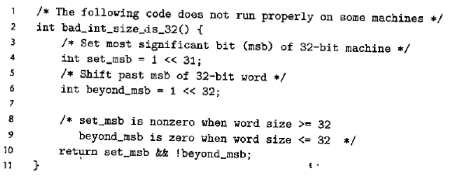 Chapter 2, Problem 2.67HW, You are given the task of writing a procedure int_size_is_32() that yields 1 when run on a machine 