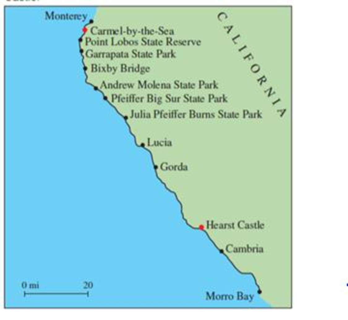 Chapter 1.2, Problem 29E, The Pacific Coast Highway Below is a map of Californias scenic Pacific Coast Highway. Using the 