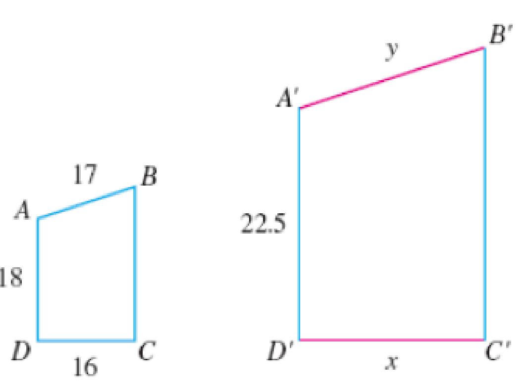 Chapter 8.2, Problem 51E, In Exercises 4752, the figures are similar. Find the length of side x and side y. 51. 