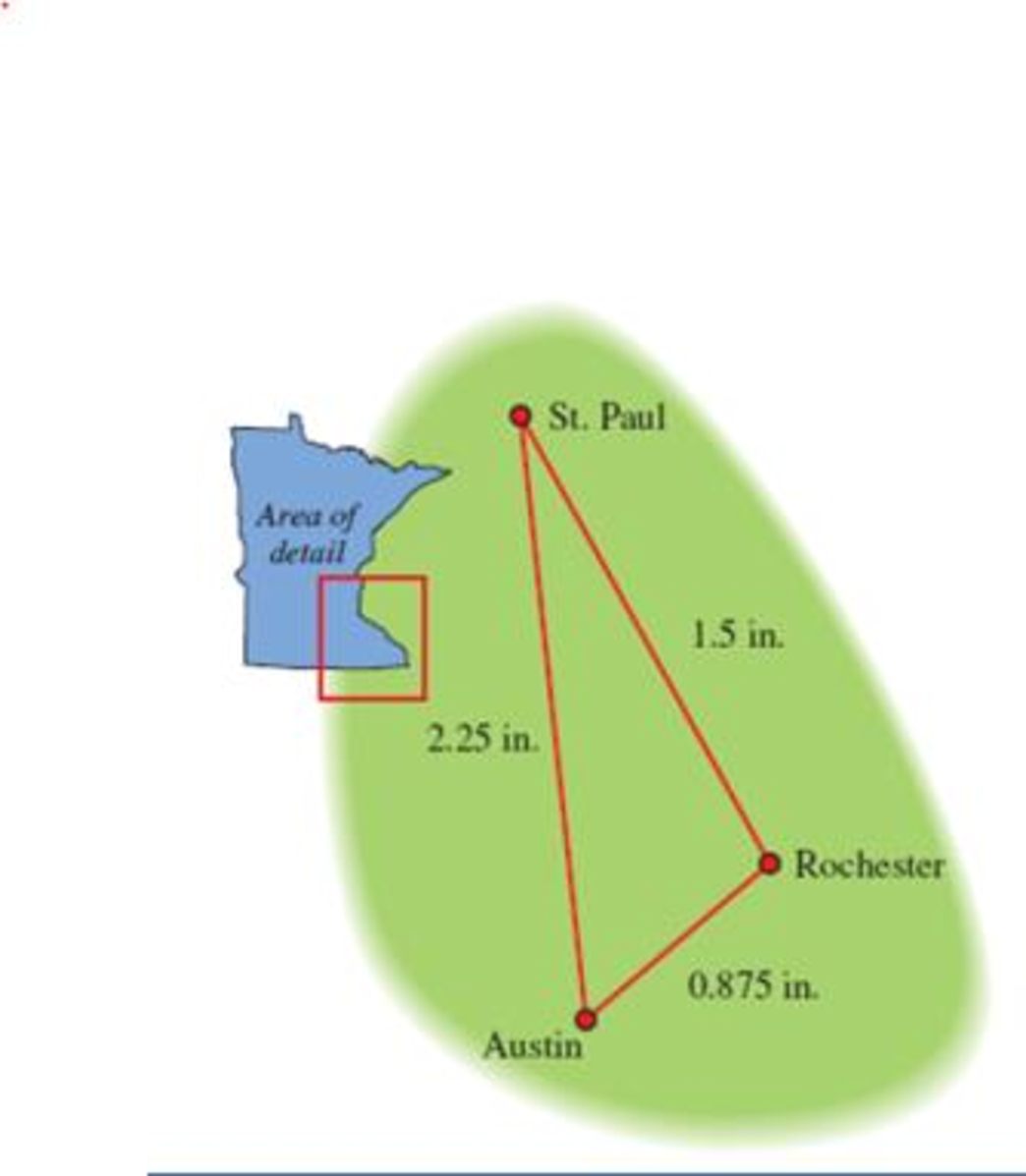 Chapter 8.2, Problem 71E, Distances in Minnesota A triangle can be formed by drawing line segments on a map of Minnesota 