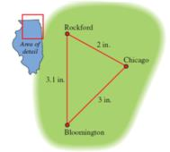 Chapter 8.2, Problem 72E, Distances in Illinois A triangle can be formed by drawing line segments on a map of Illinois 