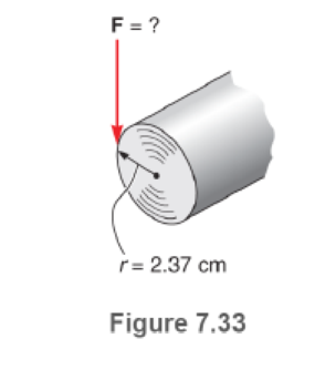 Chapter 7.3, Problem 7P, If the torque on a shaft of radius 2.37 cm is 38.0 N m (Fig. 7.33), what force is applied to the 
