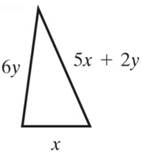 Chapter 1.8, Problem 47E, Write the perimeter of each triangle as an algebraic expression, then simplify. 