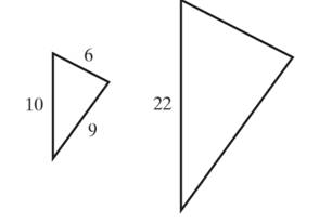 Chapter 10.7, Problem 13E, Two triangles are similar. The smaller triangle has sides 6 inches, 9 inches, and 10 inches. The 