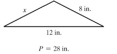 Chapter 3, Problem 33RP, The perimeter of a triangle is the sum of the length of the sides. Find the length of the unknown 