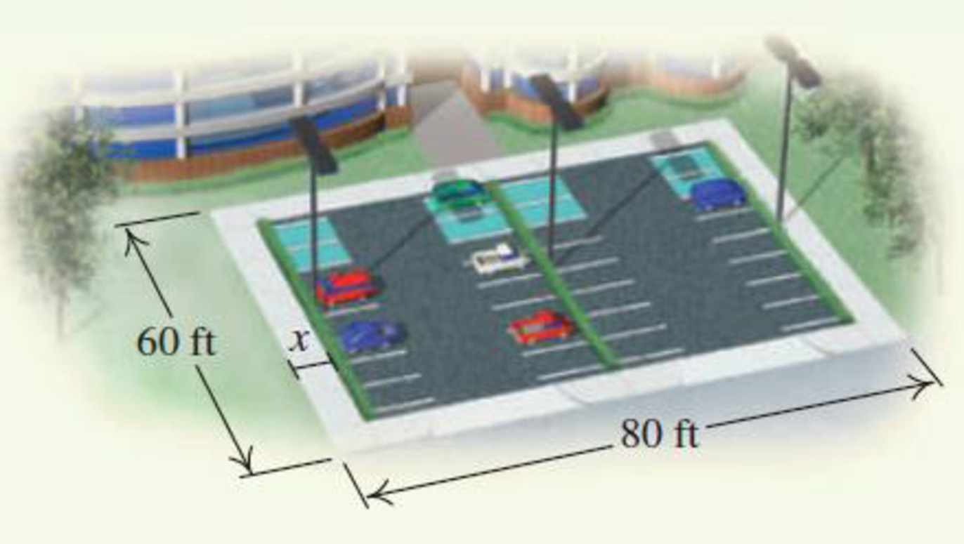 Chapter 3, Problem 51RE, Sidewalk Width. A 60-ft by 80-ft parking lot is torn up to install a sidewalk of uniform width 
