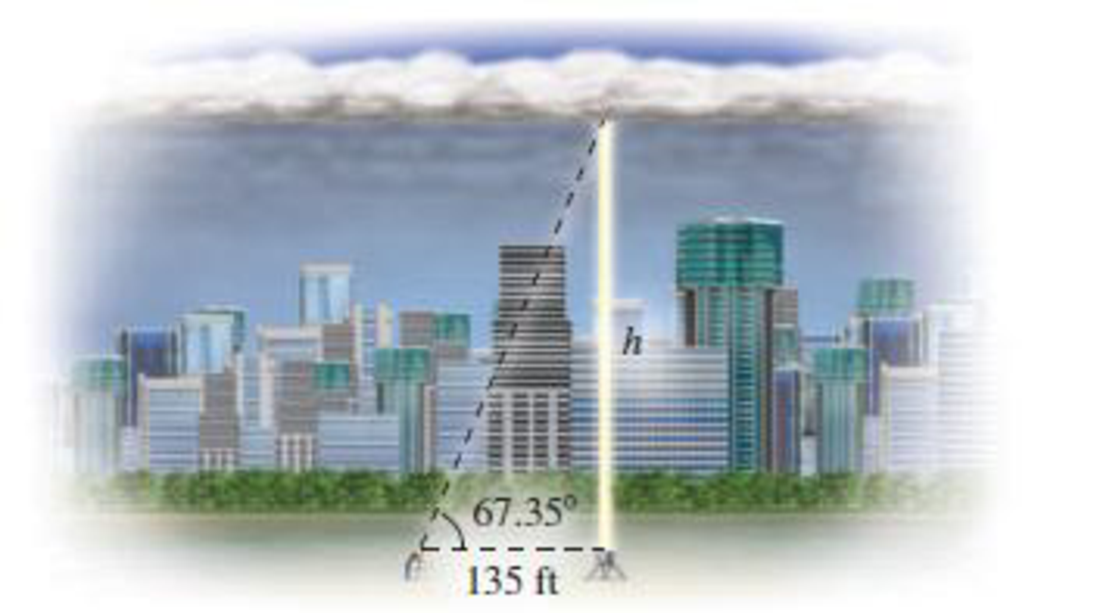 Chapter 6.2, Problem 24E, Cloud Height. To measure cloud height at night, a vertical beam of light is directed on a spot on 